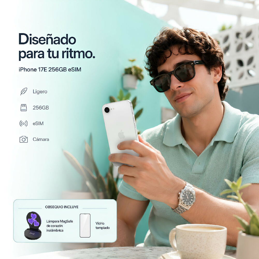 Celular Apple IPhone 17e 256gb ESim + Obsequio Lámpara Corazón 3D MagSafe Y Vidrio Blanco