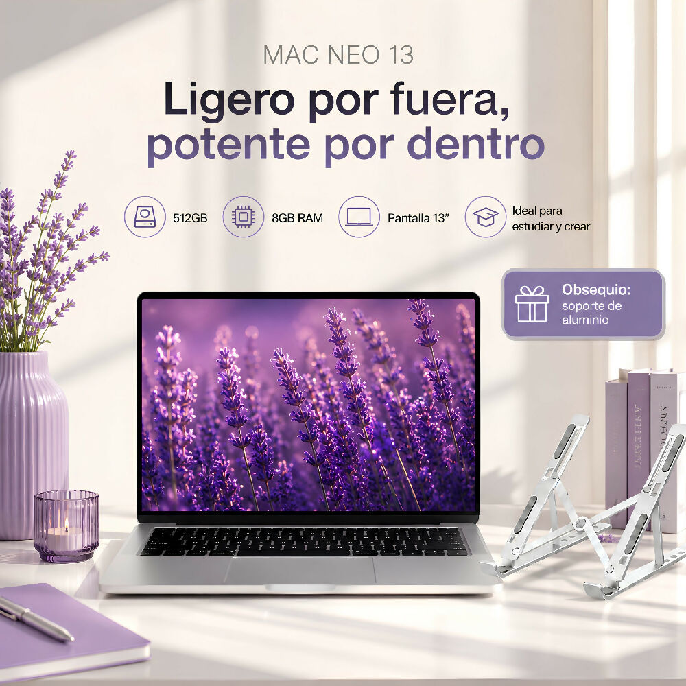 Macbook Neo 13 Pulgadas 512GB/8GB Ram Laptop Apple De Gran Almacenamiento Plateado + Obsequio