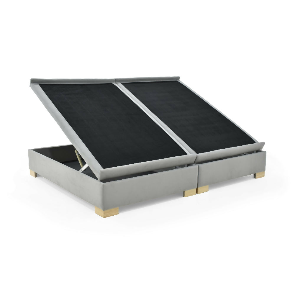 Base Cama Baul Aveiro Doble 140x190 Tela Plata