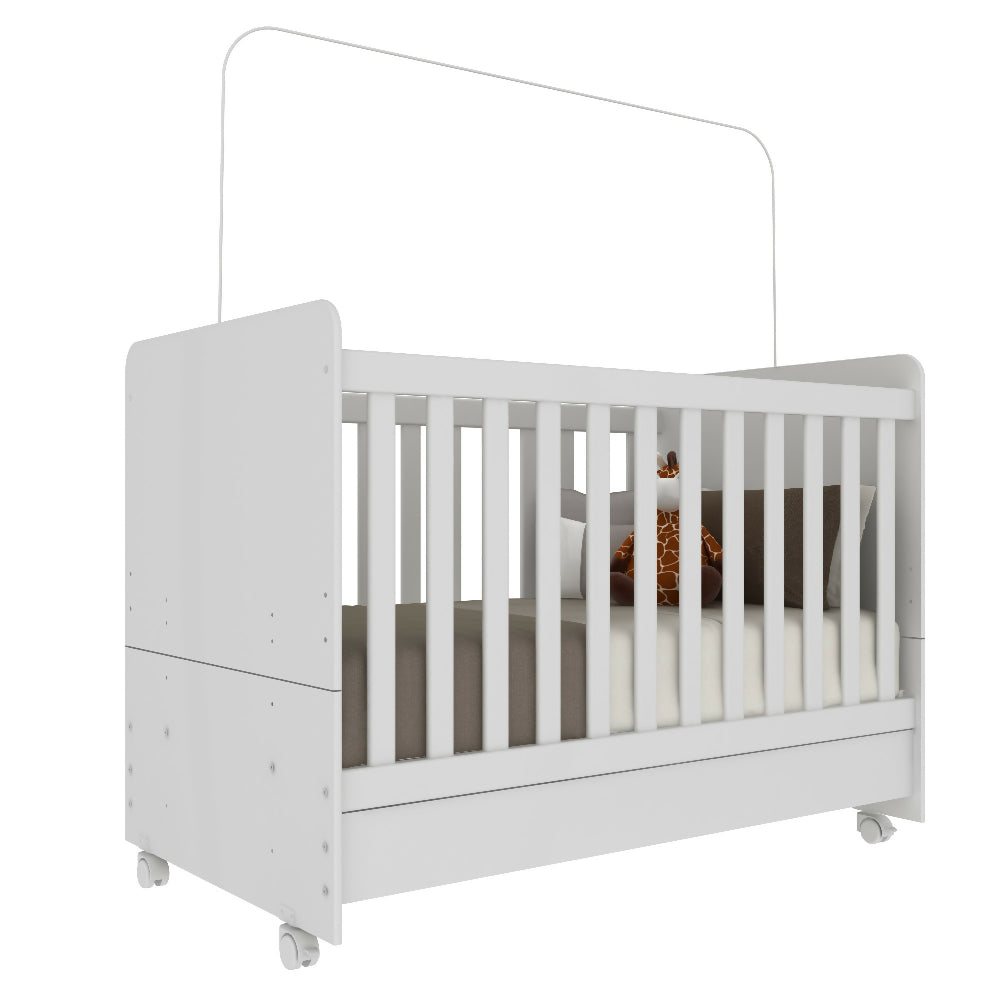 Cuna Bunny 3 en 1 con Ruedas y Colchón Blanco