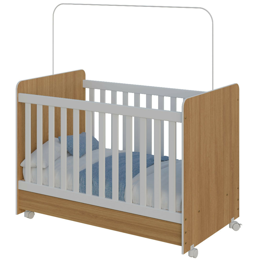 Cuna Bunny 3 en 1 Con Ruedas y Colchon Castaño