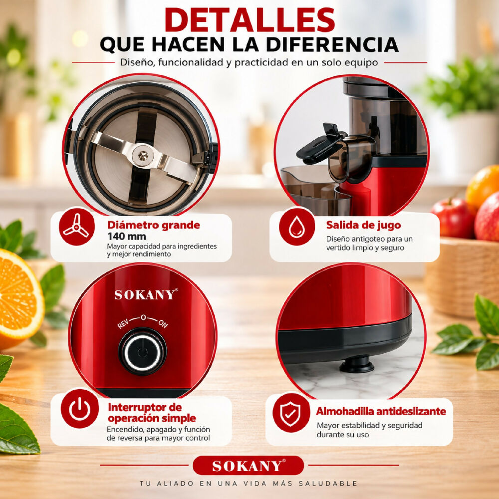 Extractor De Jugo Maquina Exprimidora De 800w Frutas Y Verduras Sokany SK-01009