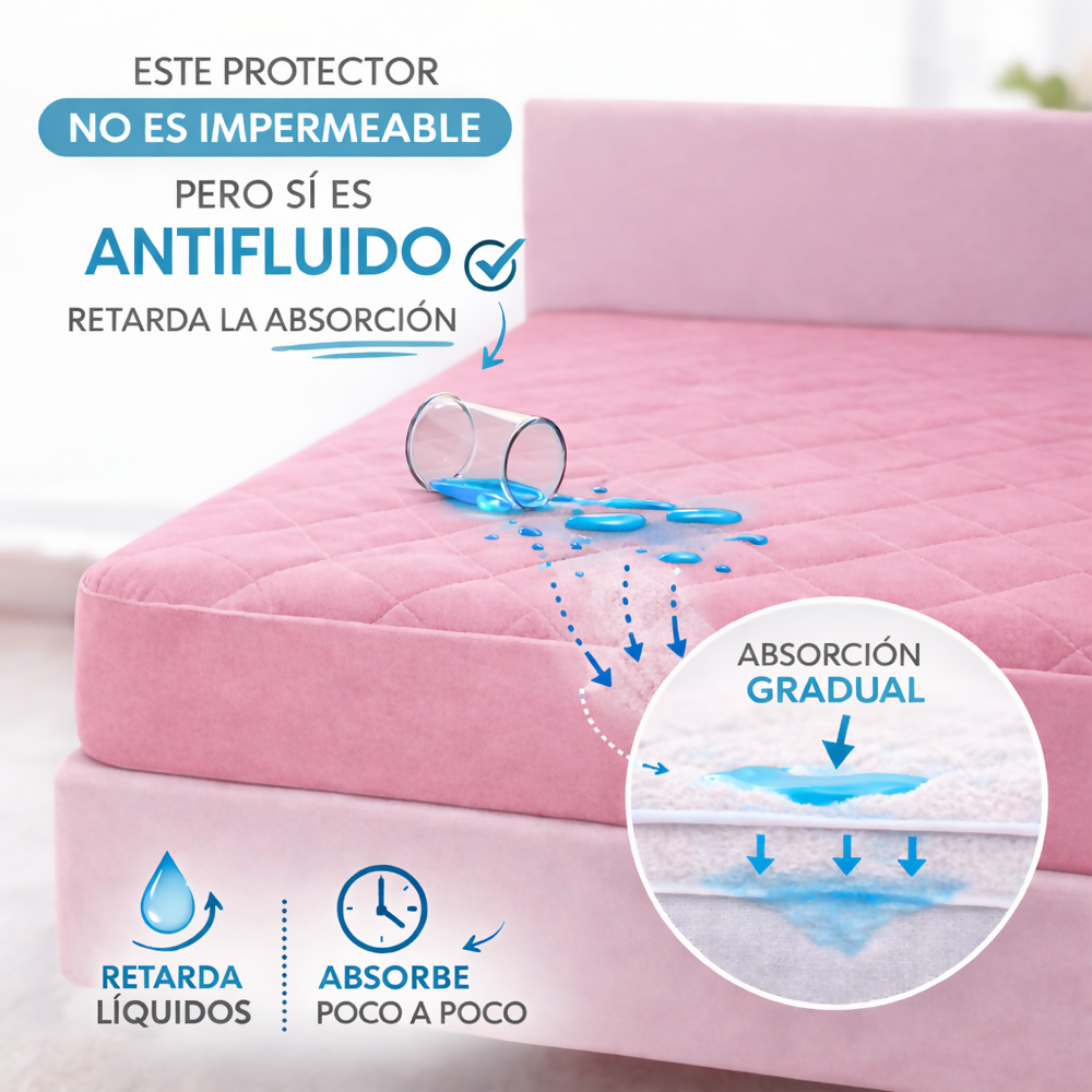 Protector colchon sencillo antifluido rosado 100x190cm