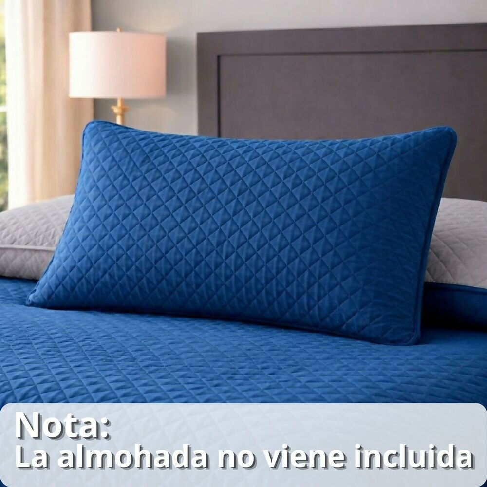 Colcha doble doble faz gris azul