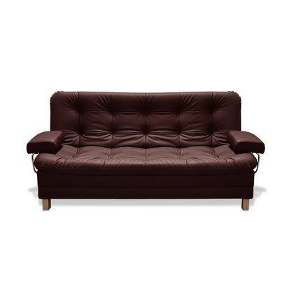 Sofacama Rouss Tipo Cuero Marron Con Brazos Extraibles + Cojines