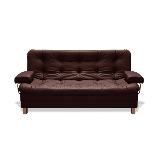 Sofacama Rouss Tipo Cuero Marron Con Brazos Extraibles + Cojines