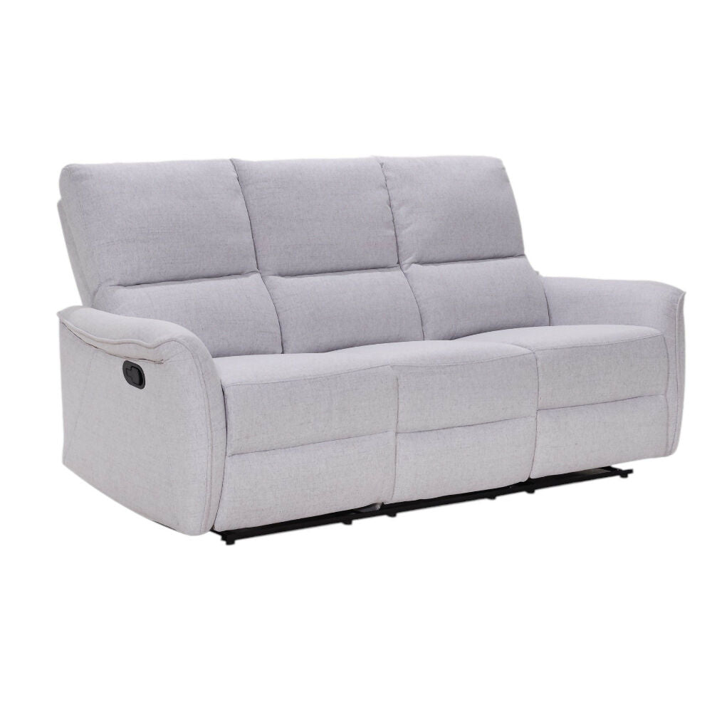 Sofa 3 Puestos Reclinable Tela Gris Claro Tacito