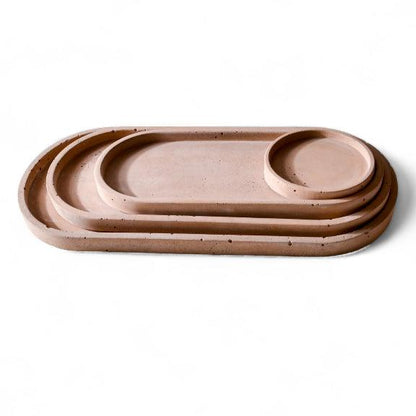 Bandejas decorativas Sunrise, color rosado, en cemento, set por 4 unidades