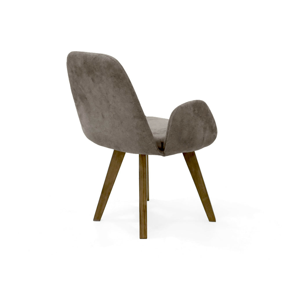 Silla de comedor Mao 63x60x86 Tela Taupe Matiz Caoba