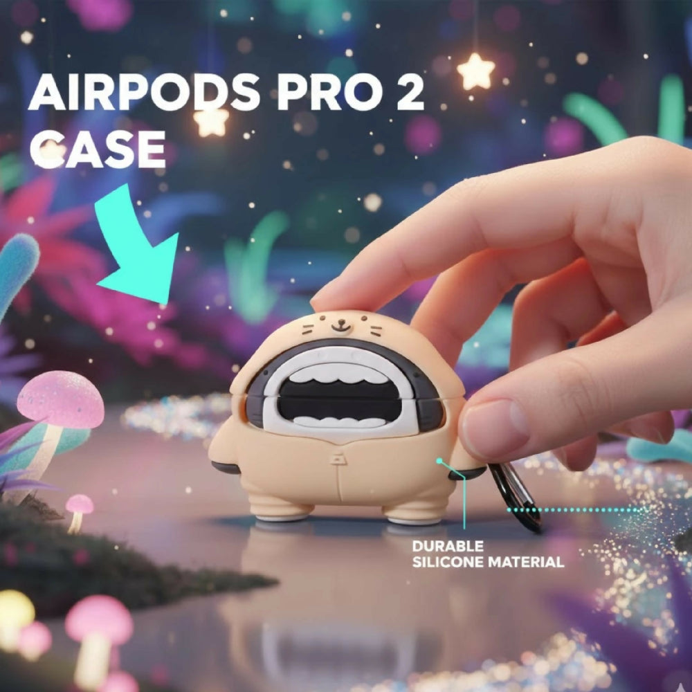 Forro Para Audifonos Airpods Pro 2 Diseño Tiburón Y Protección Anticaídas