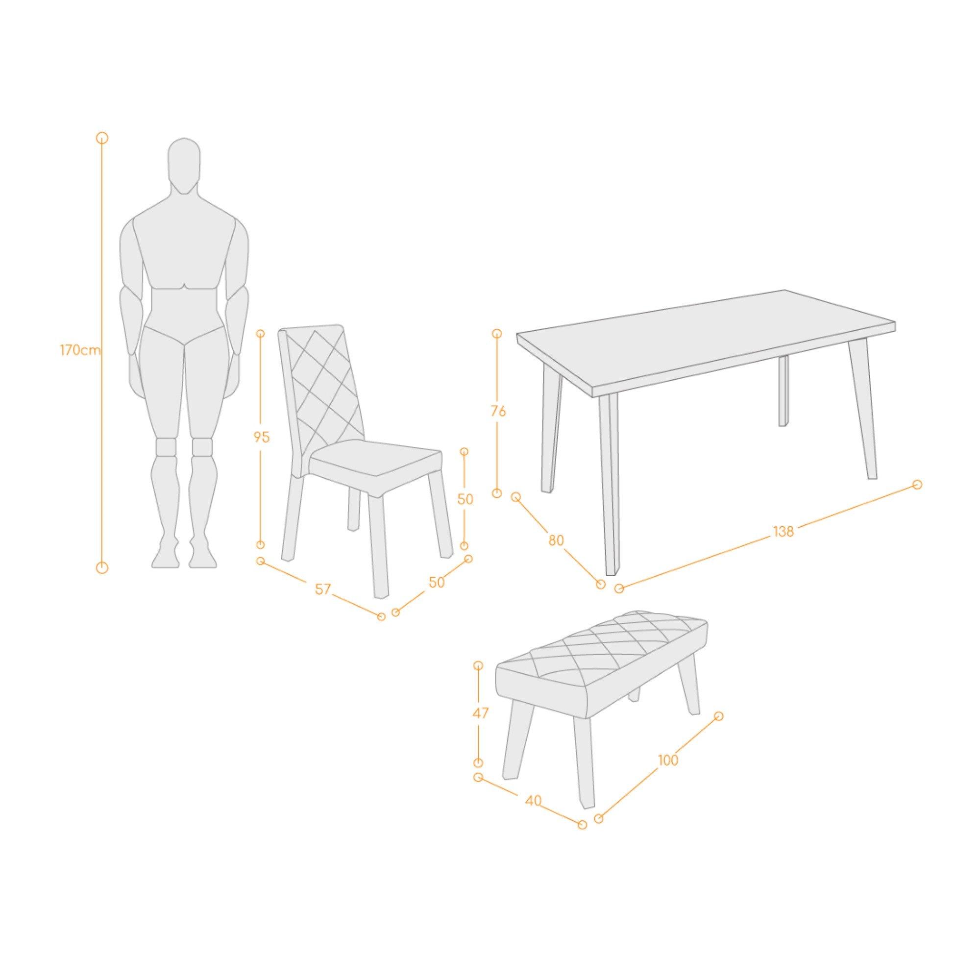 Comedor 6 Puestos Liverpool con Butaco Taupe
