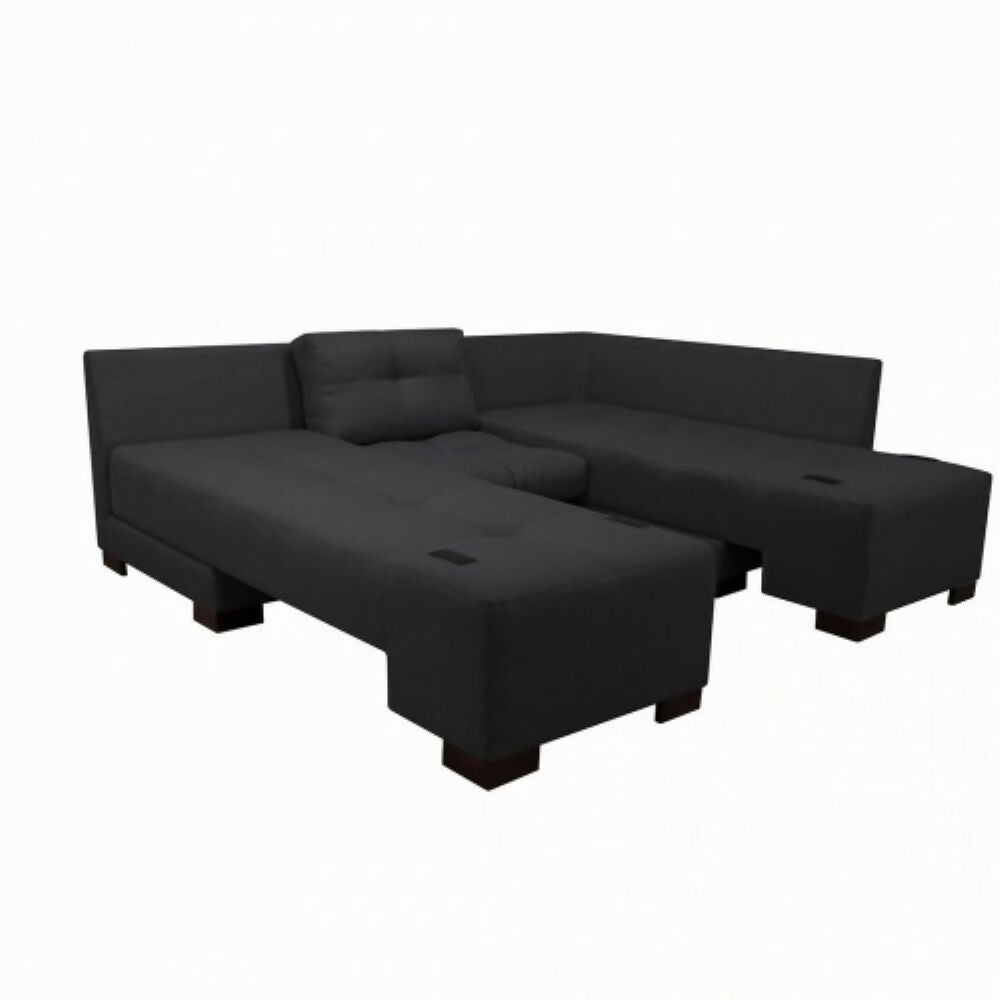Sala Cama Sterimberg En Tela Antifluidos Gris Oscuro- Amoblando