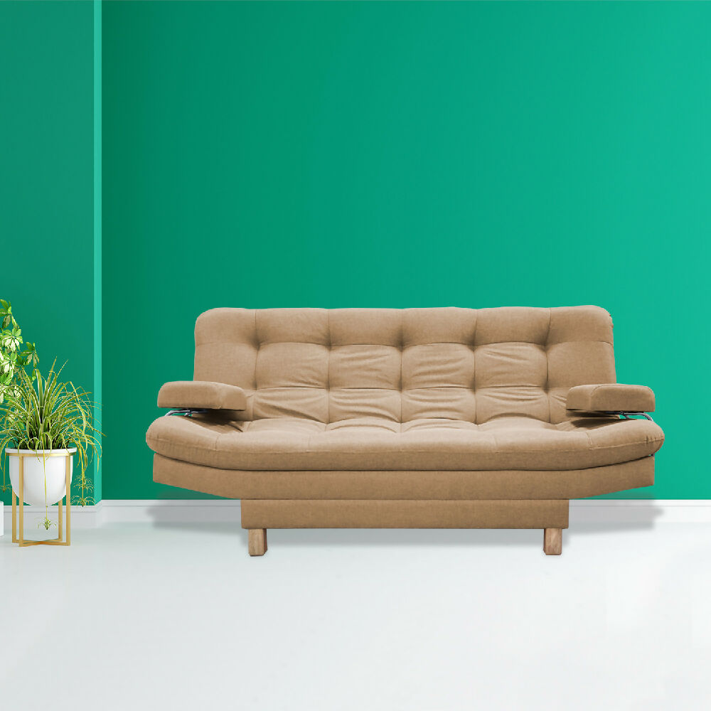 Sofacama Brunner 3 Posiciones Con Brazos extraíbles Camel + Cojines Decorativos