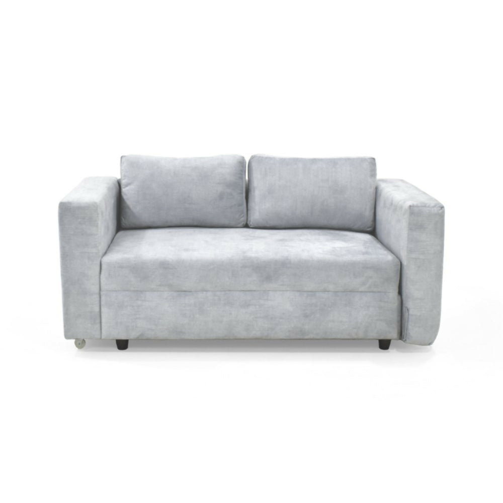 Sofa Cama Baxter 160x80x68 Con Baul Tela Plata