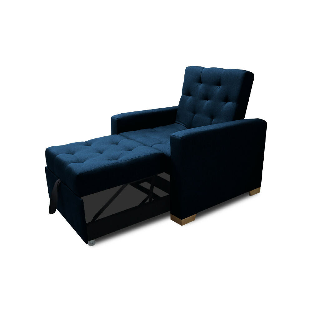Sofá Cama Unipersonal Sabathy Tela Lino 95X90X94Cm Azul Petroleo