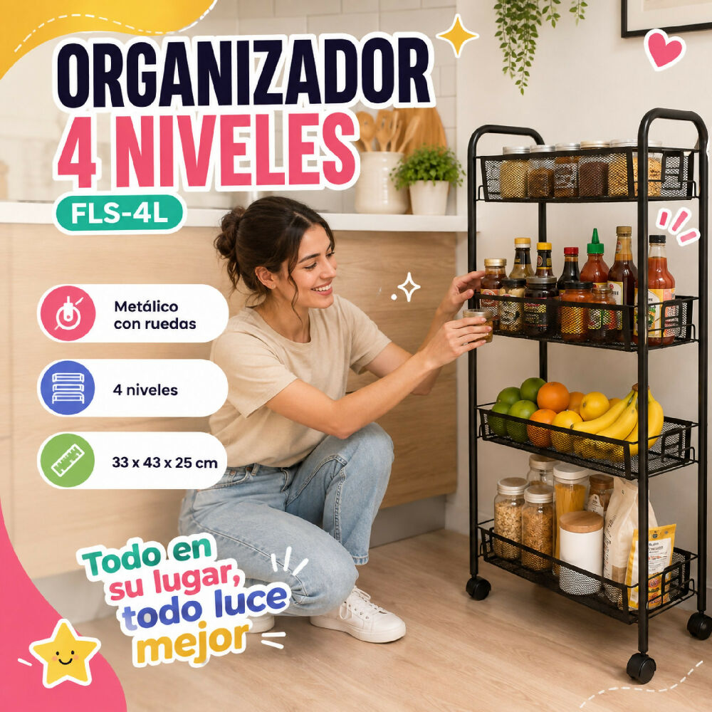 Organizador Multiusos De 4 Niveles FLS-4L Para El Hogar Y Oficina Estanteria Mueble