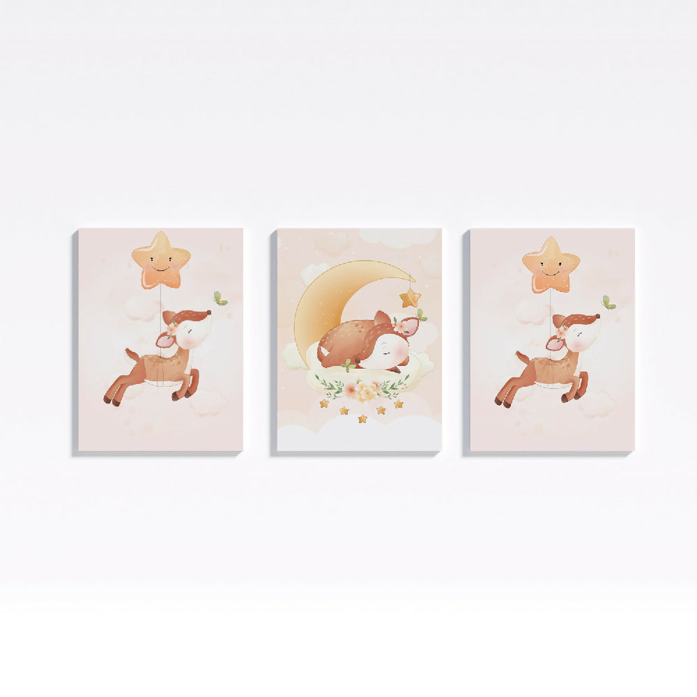 Cuadros decorativos Triptico Baby Venados 30x40