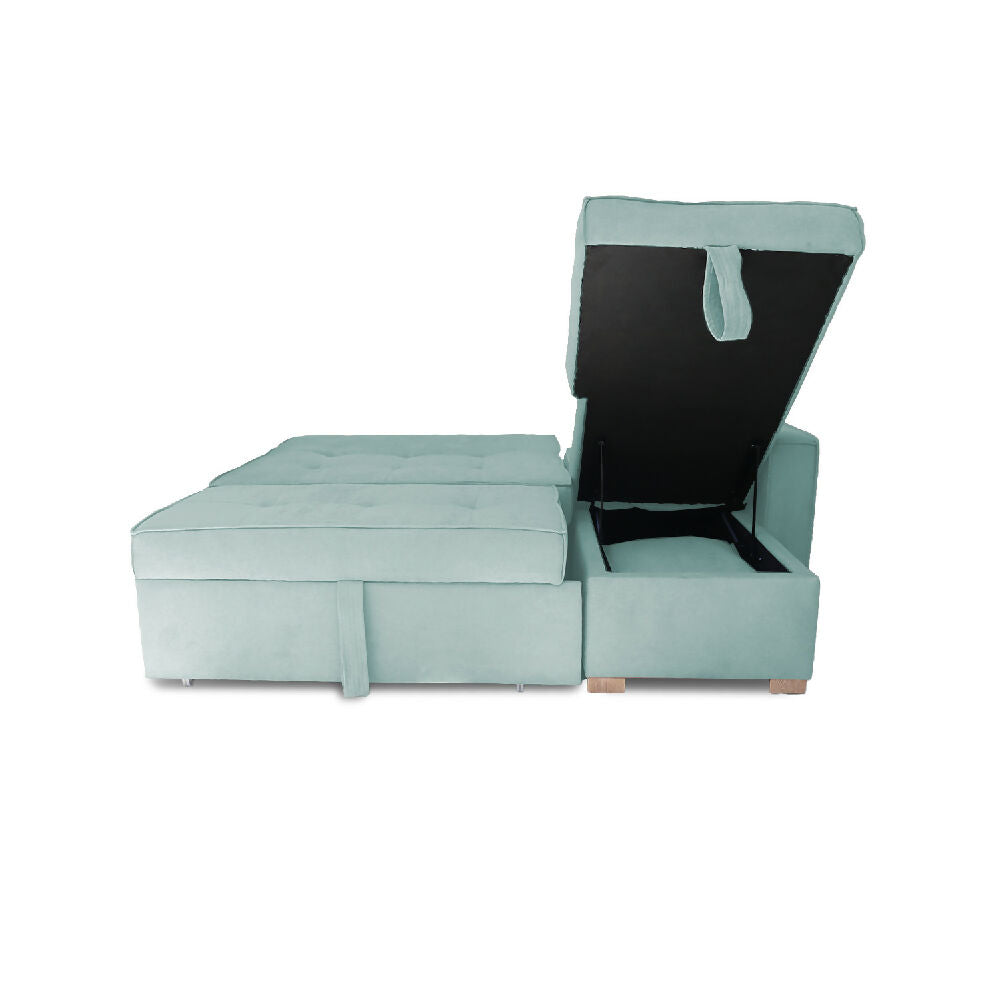 Esquinero Baúl Marsella Multifuncional Reclinable Derecho Menta + Cojines Decorativos