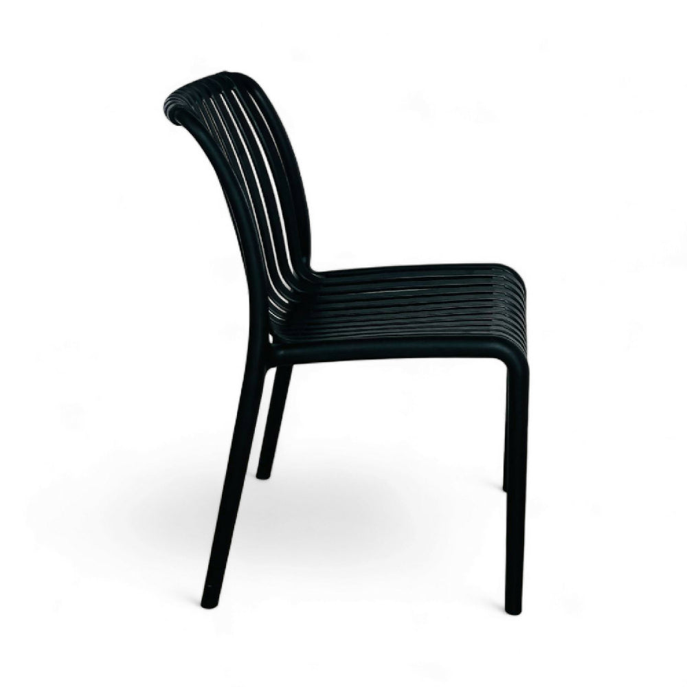 Comedor Redondo Metálico Maiu Negro + 2 Sillas Interior y Exterior