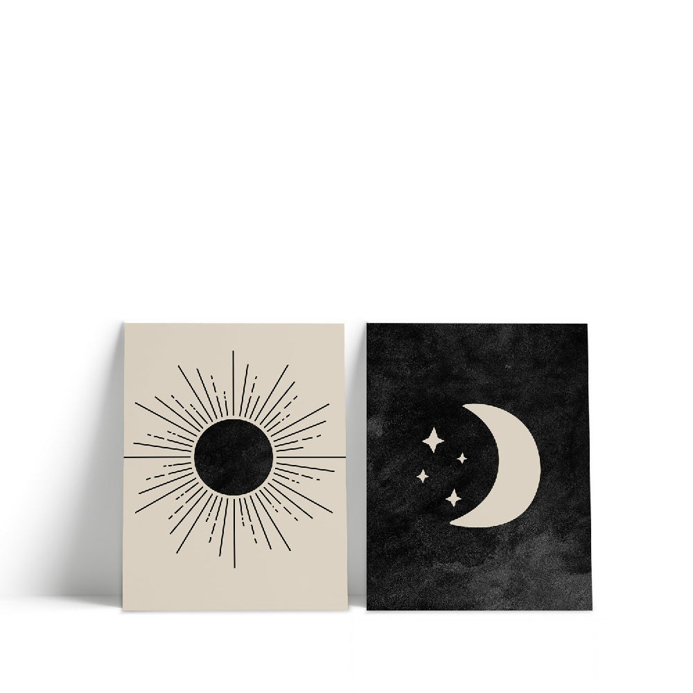 Cuadros decorativos sol y luna 30x40