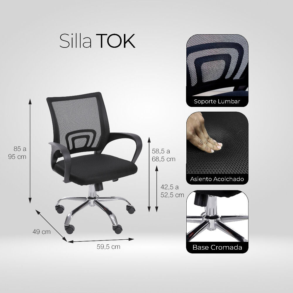 Kit por 2 Silla para Oficina Escritorio - Negro