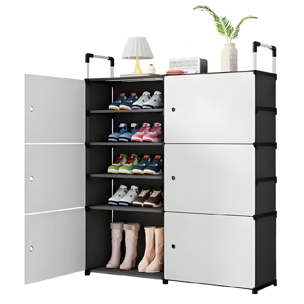 Zapatero Organizador De Tela 2x5 Niveles Con Puertas Negro