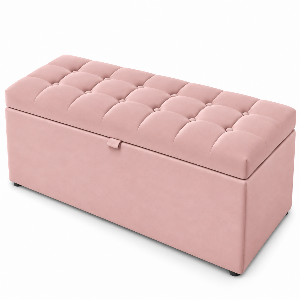 Puff Baúl 80x40 Rosa Tela