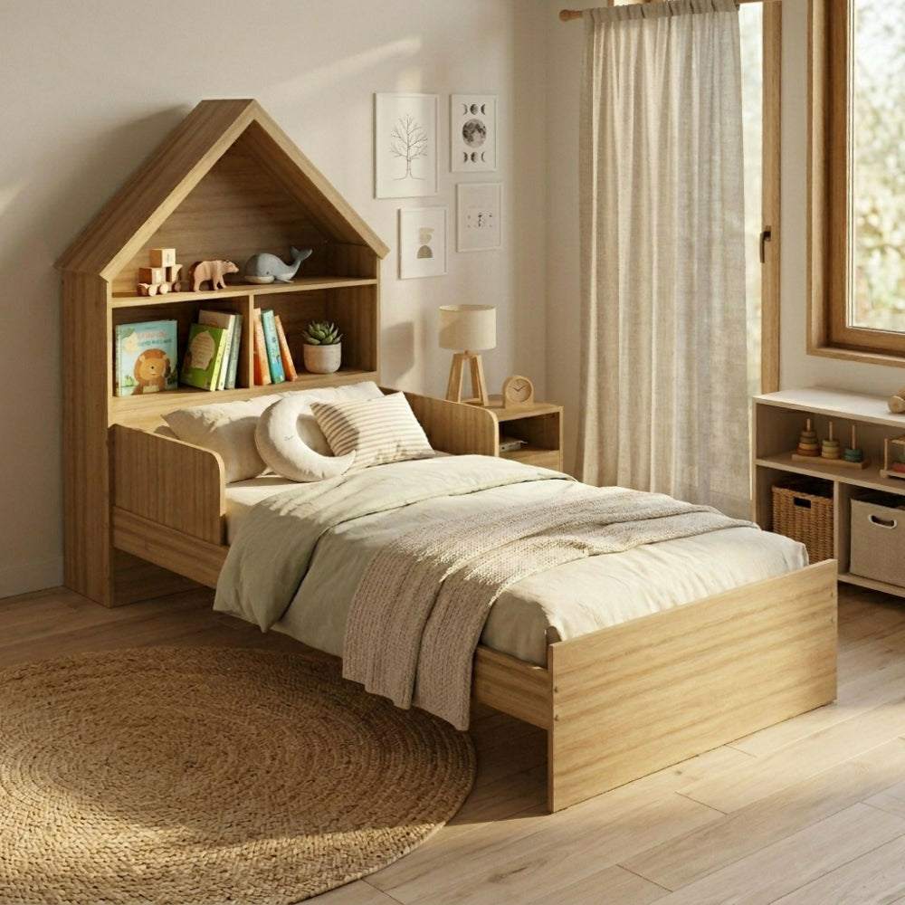 Cama Infantil con estantes Ariel - Almendra