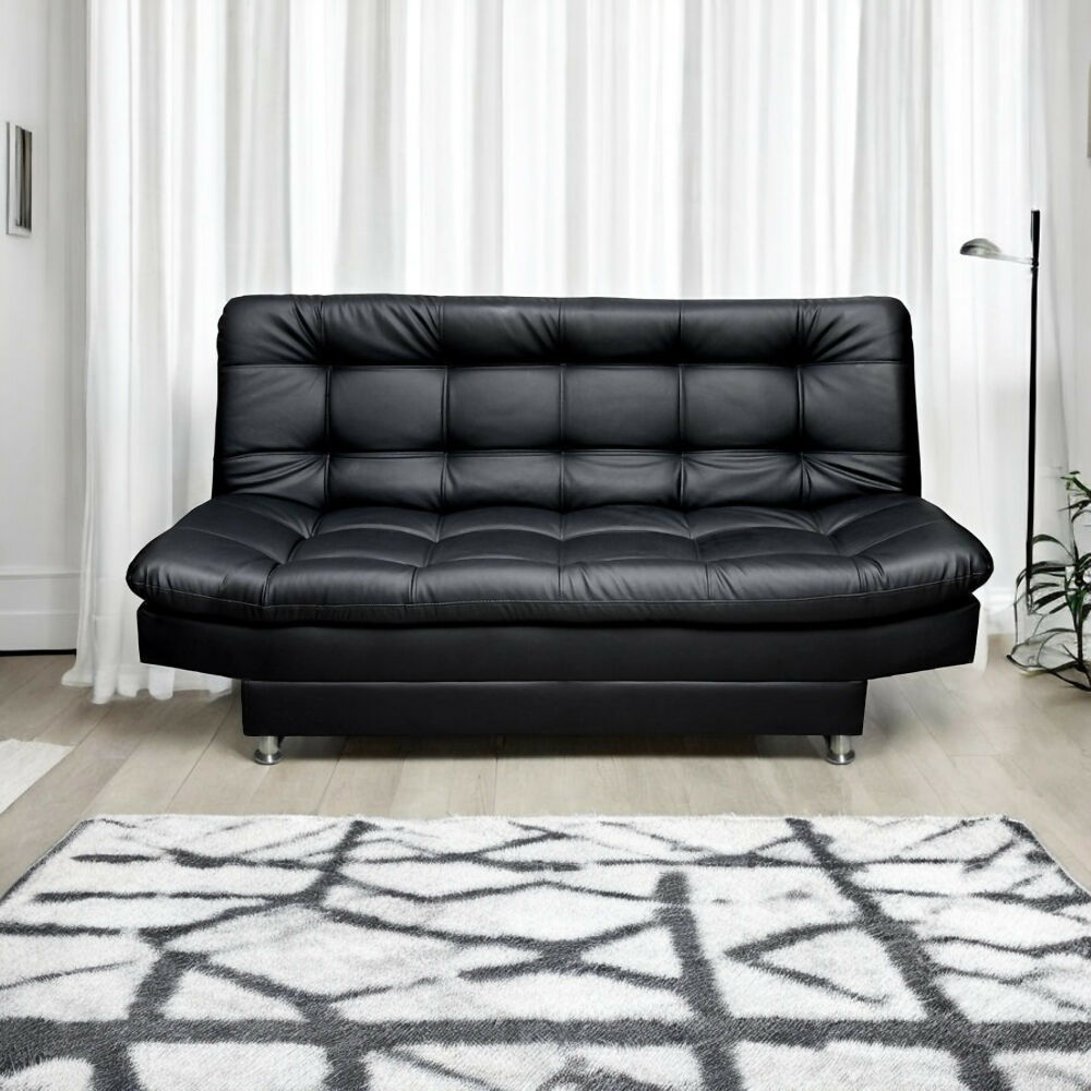 Sofa cama 3 posiciones Carvallo Plain Tipo Cuero Negro