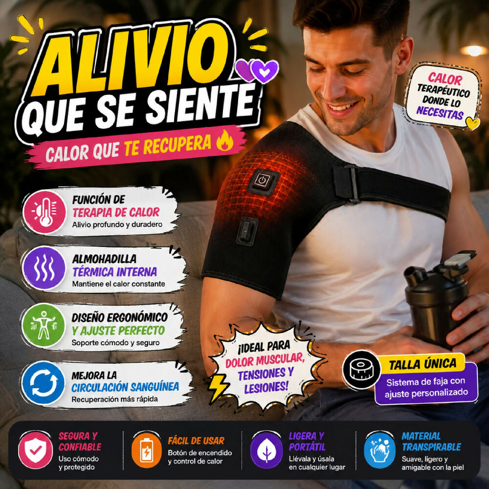 Hombrera Soporte De Calentamiento Térmico Alivio Muscular Profundo Y Correas Ajustables