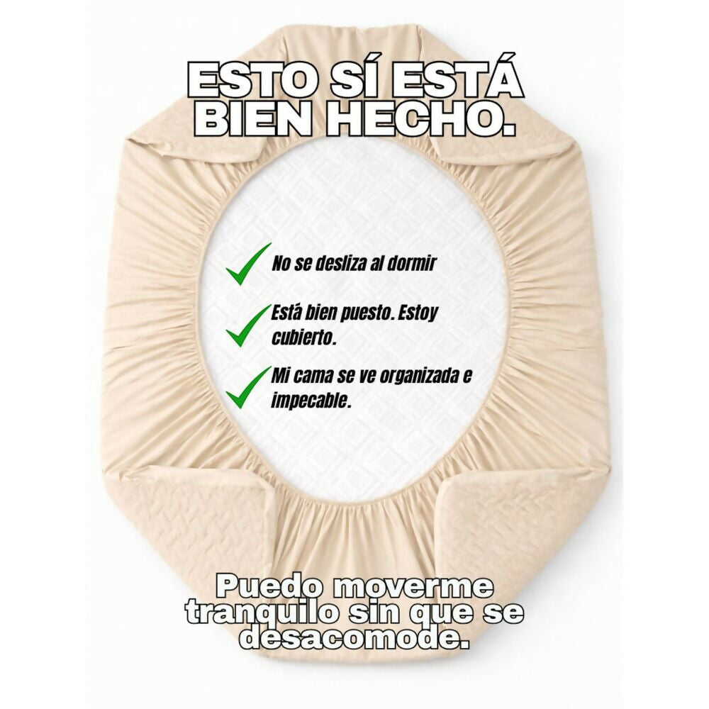 Combo protector colchon sencillo acolchado beige 100x190cm