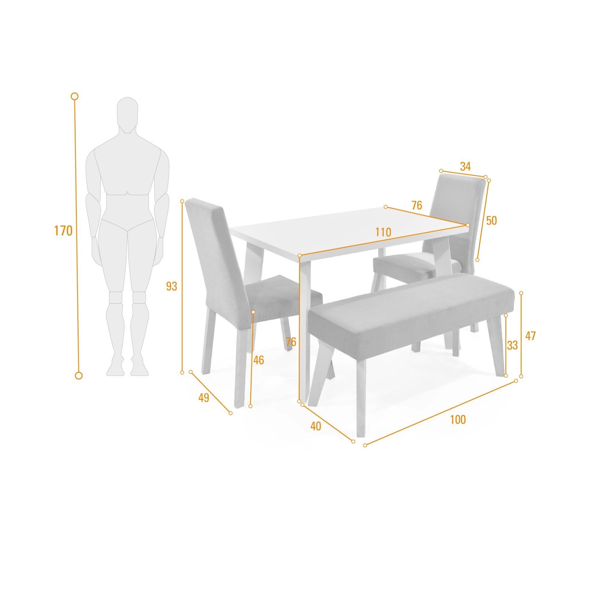 Comedor 4 Puestos Lugo Matiz Sillas Viena y Butaco Plata Azul