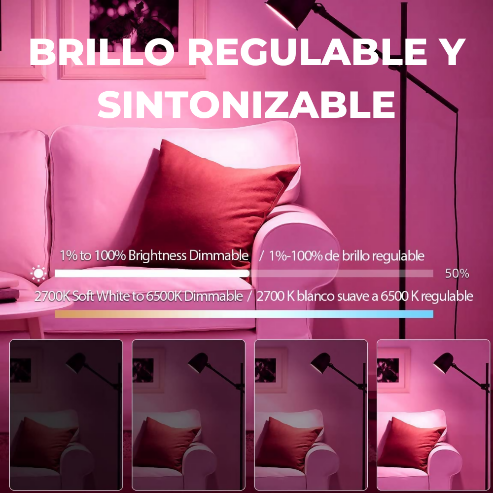 Setx4 Bombillos LED Inteligente Mando de Voz Alexa Google Asistente
