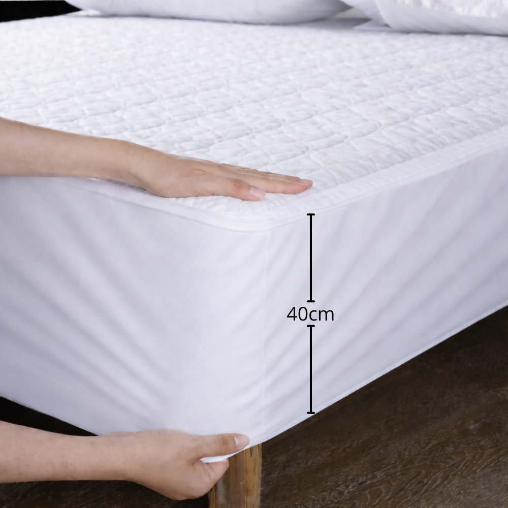 Protector colchon doble acolchado blanco 140x190cm
