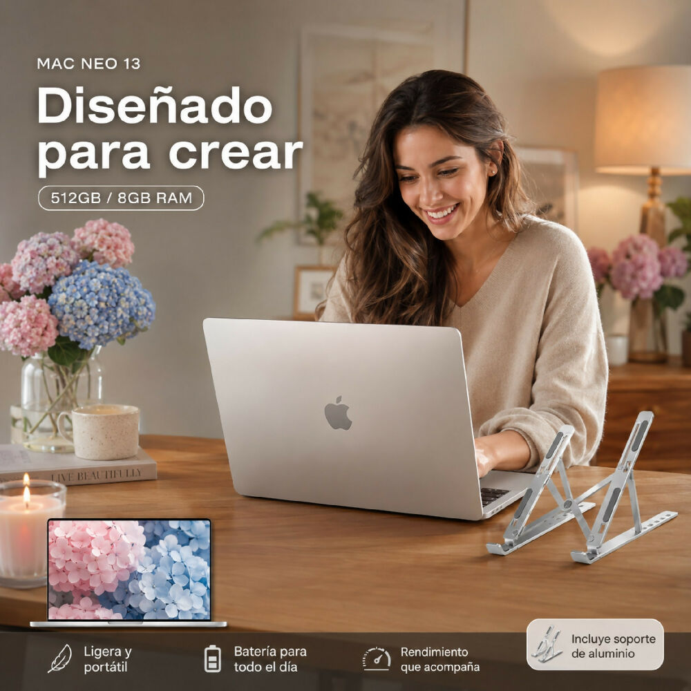 Macbook Neo 13 Pulgadas 512GB/8GB Ram Laptop Apple De Gran Almacenamiento Plateado + Obsequio