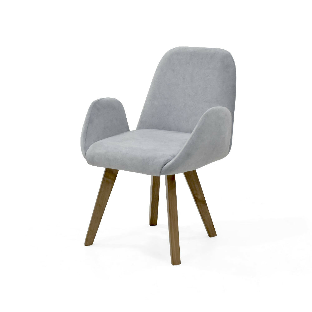 Silla de comedor Mao 63x60x86 Tela Plata Matiz Caoba