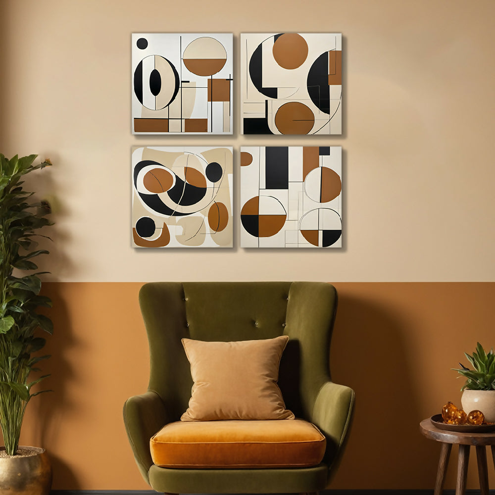 Lienzos Cuadros Decorativos Geometría Ecos de la Tierra Set X 4 de 43x43cm