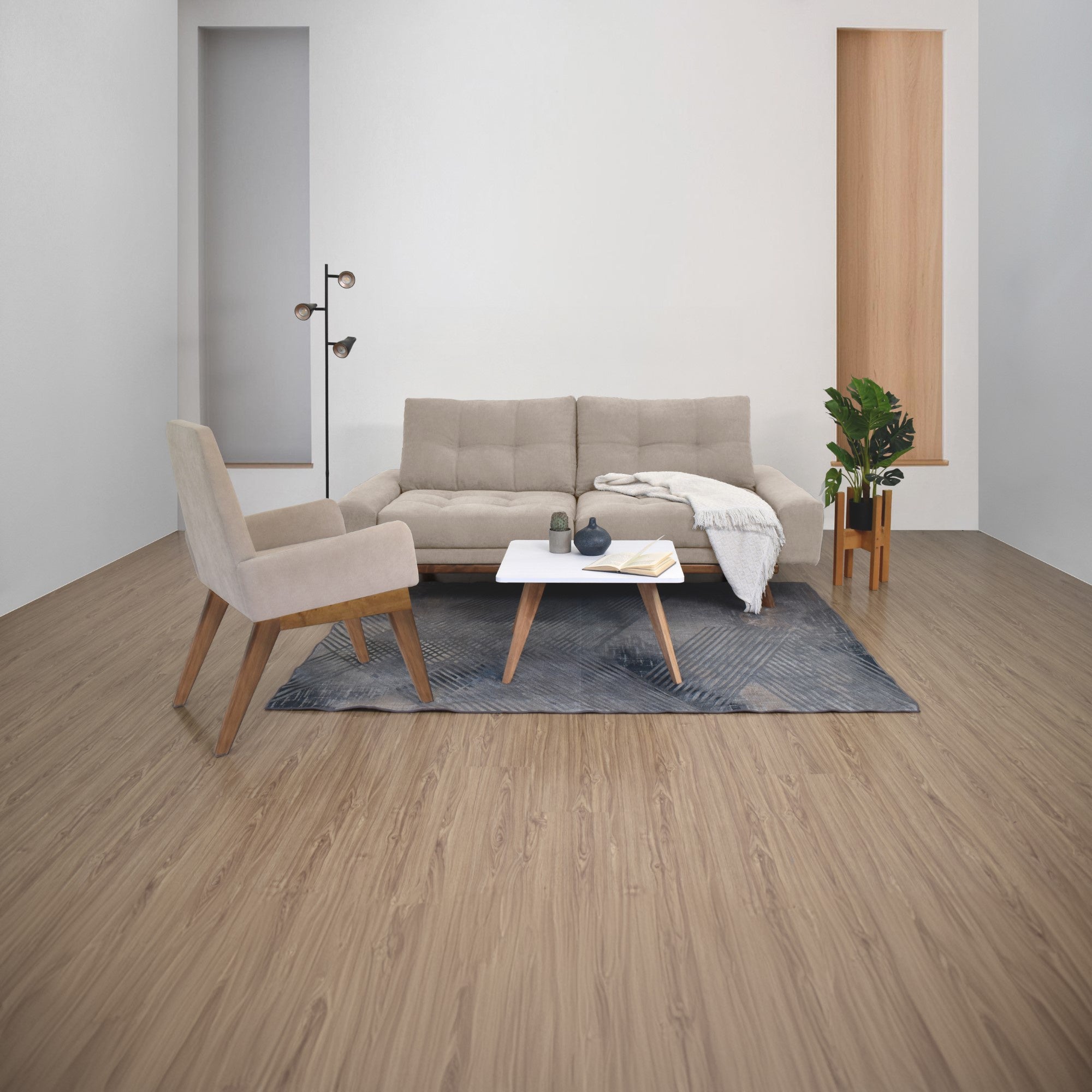 Sofa Cama Suiza Tela Taupe Matiz Caoba