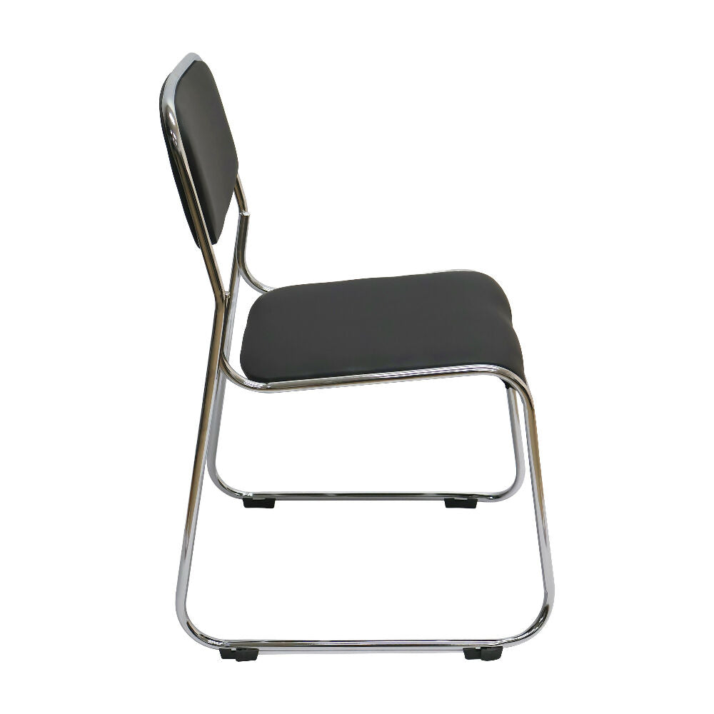 Silla Interlocutora Fija de Oficina Dubai Negra Cromada