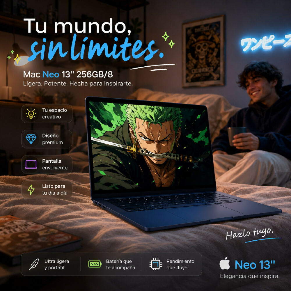 Macbook 13 Pulgadas A18 Pro 256gb Laptop Apple Con Potencia Extrema Negro