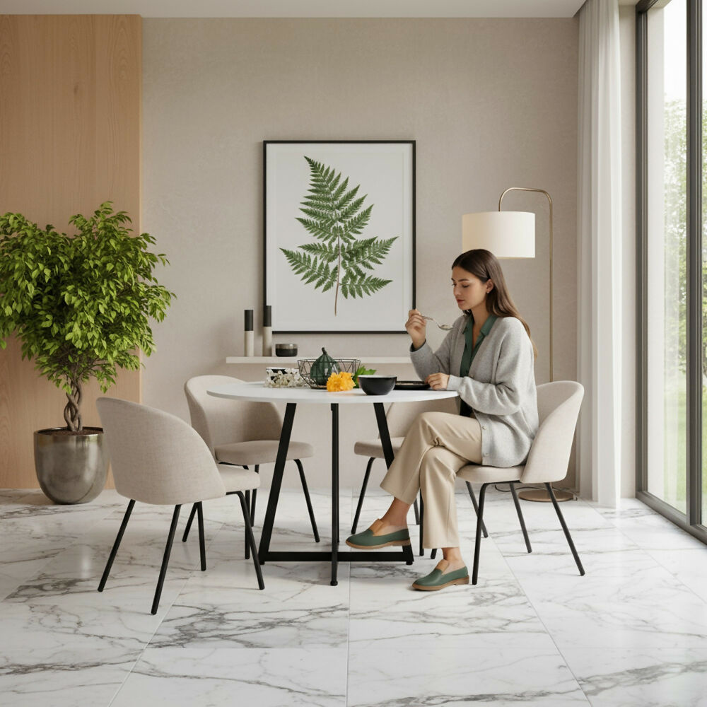 Mesa de Comedor Redonda Malawi 105x105x76 Blanco