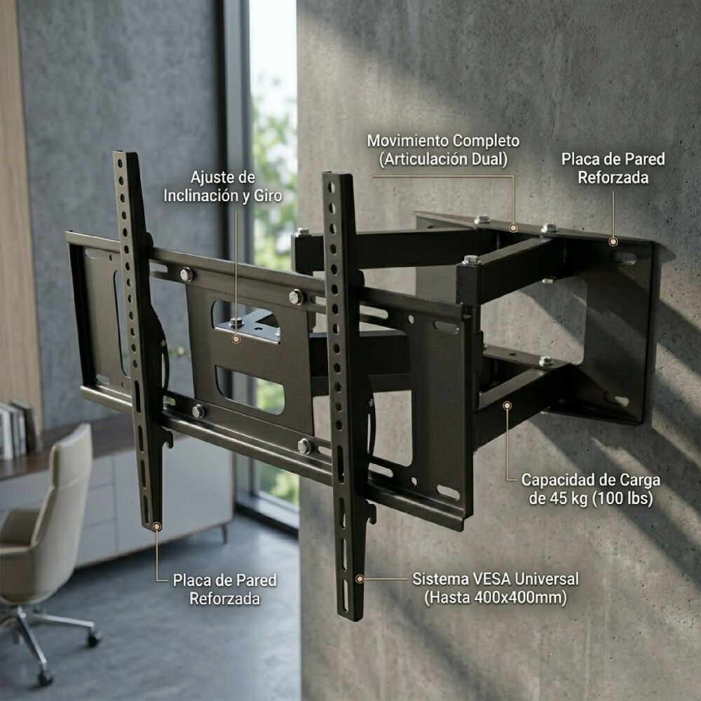 Soporte Base De Doble Brazo NIA MY-07 Para TV De 32" A 75" Pulgadas