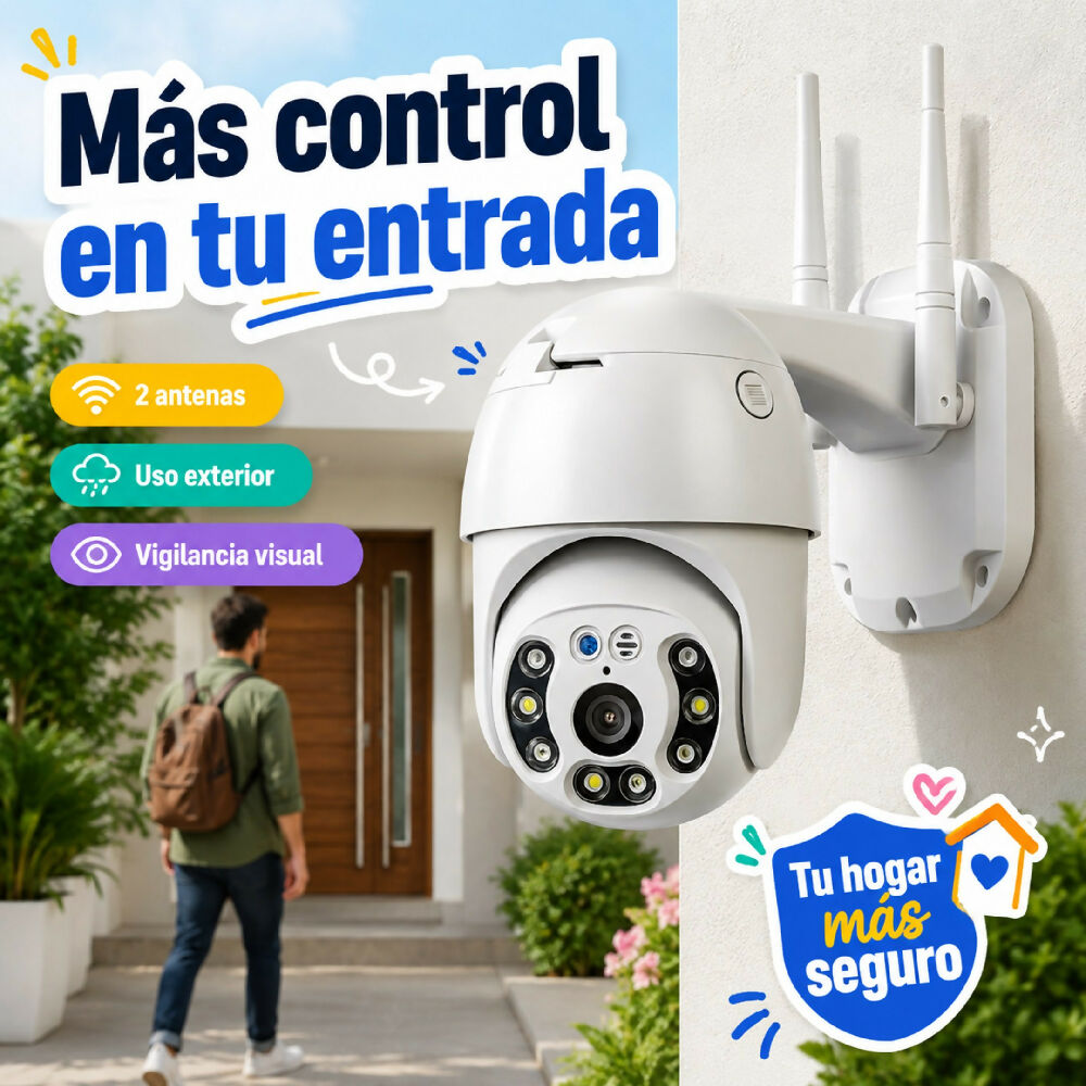 Cámara Interperie De Seguridad Para Exterior Con 2 Antenas Wi-Fi 360°