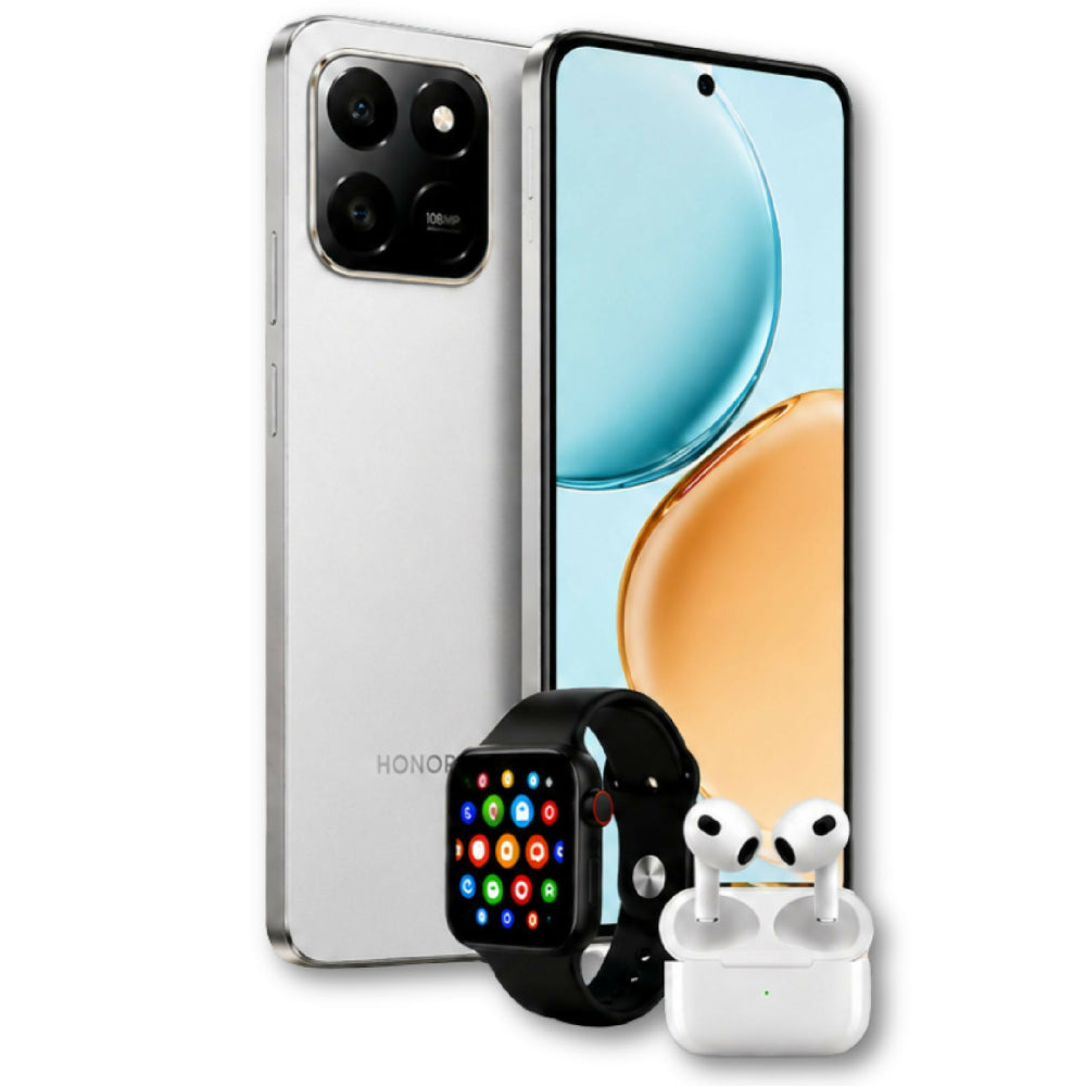 Celular Honor X7d 256gb Gris + 8gb Ram + Smartwatch Y Audífonos Gratis