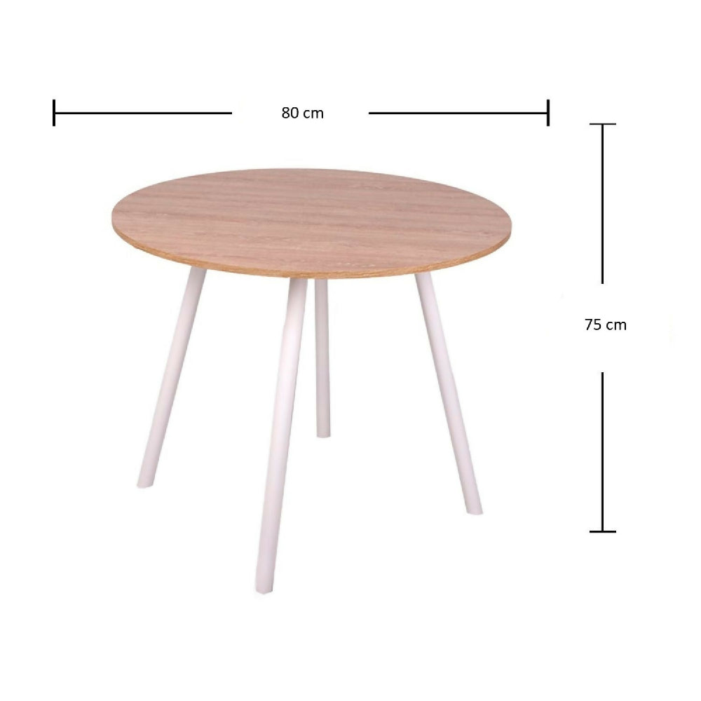 Comedor Redondo 74.5x80x80cm Vienes + 4 Sillas Guam Blancas