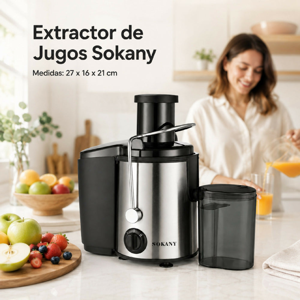 Extractor De Jugos Eléctrico Sokany De Alta Potencia Y Acero Inoxidable