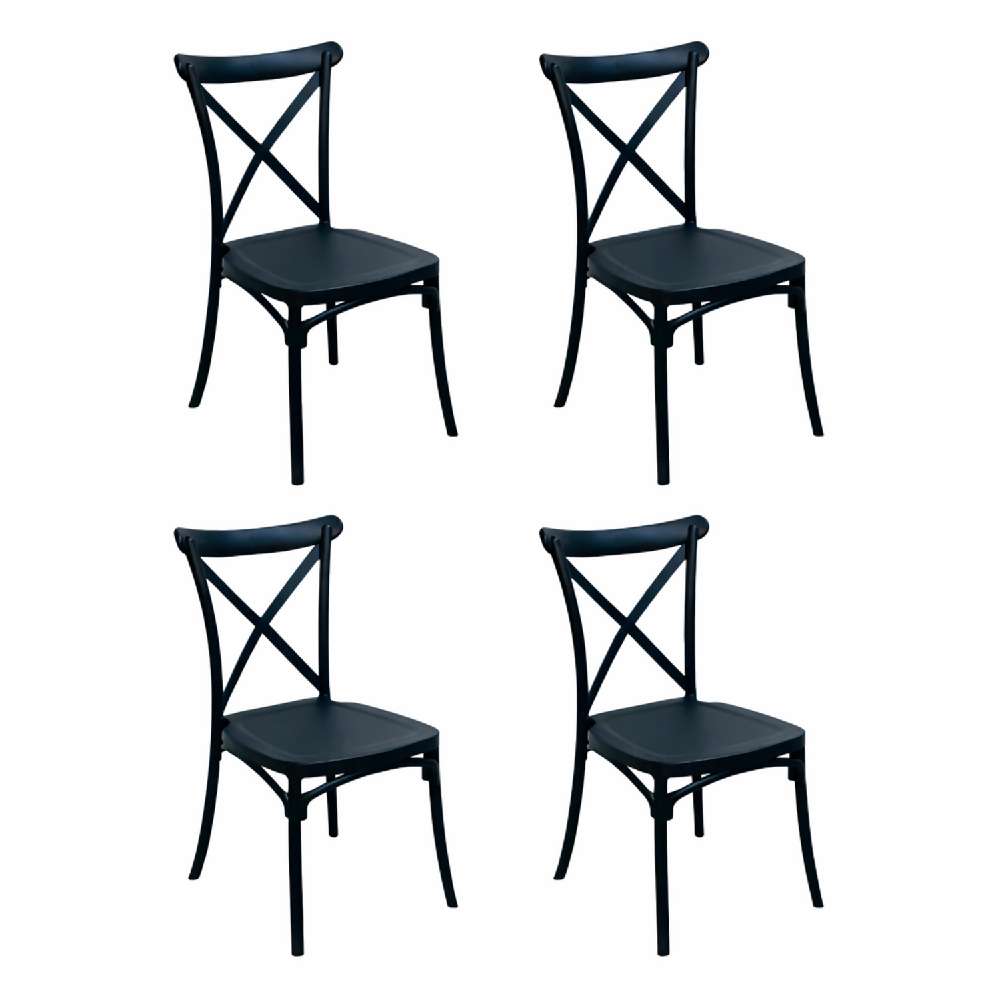 Comedor Rectangular 75x110x70cm + 4 Sillas Ibiza Negras