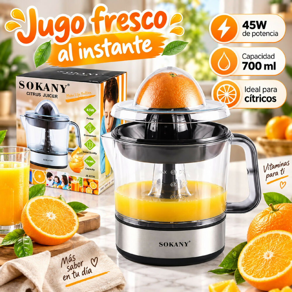 Exprimidor Eletrico De Cítricos Sokany Con Jarra De 700Ml 45W JE-623D