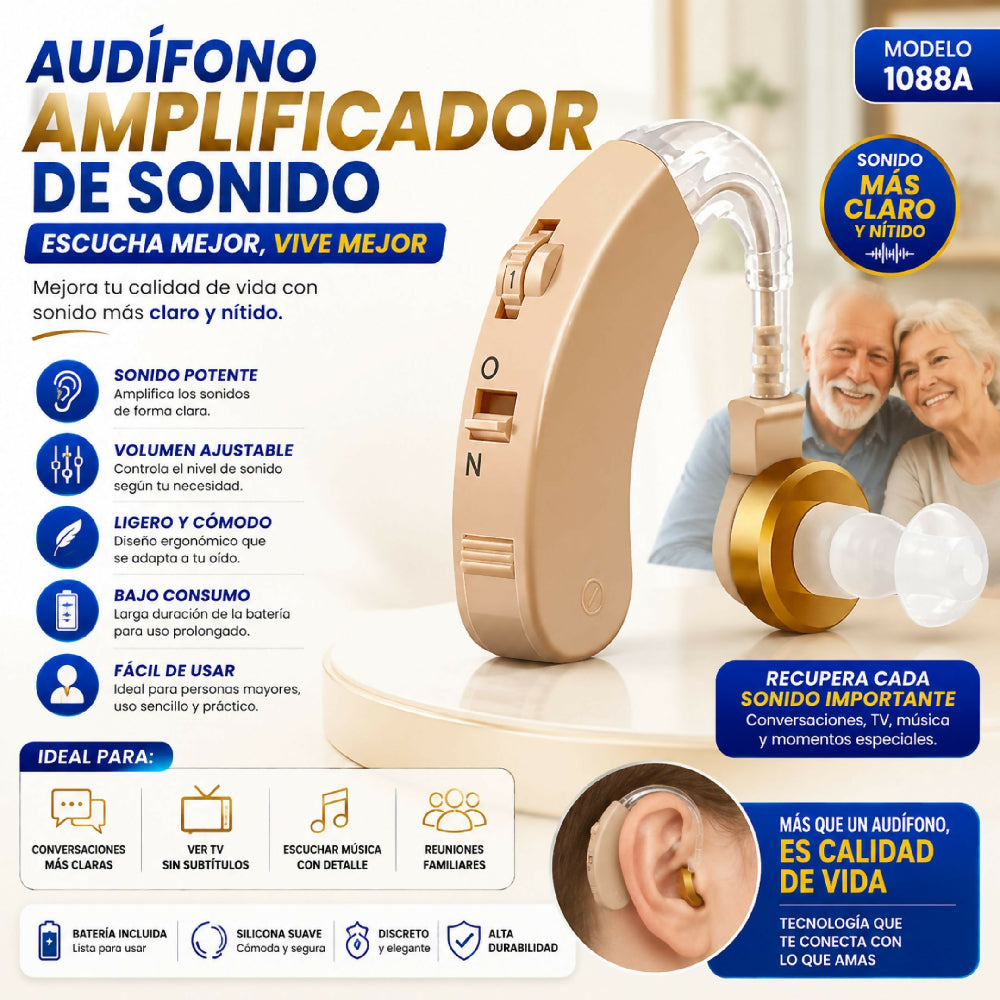 Audífono Amplificador De Sonido 1088A Escucha Con Total Claridad