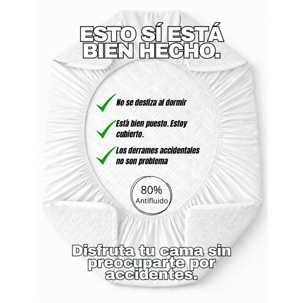 Combo protector colchon semidoble antifluido blanco 120x190cm